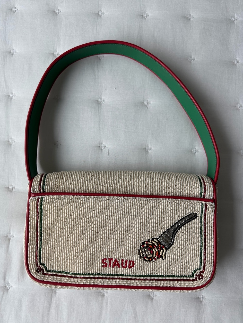 Staud Tommy Beaded Bag in Tomato - Picture 8 of 12